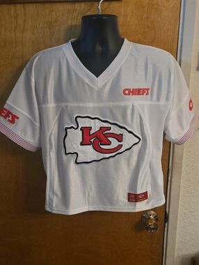 Womens NFL Ultra Game Kansas City Chiefs White Cropped Jersey Top Size XL